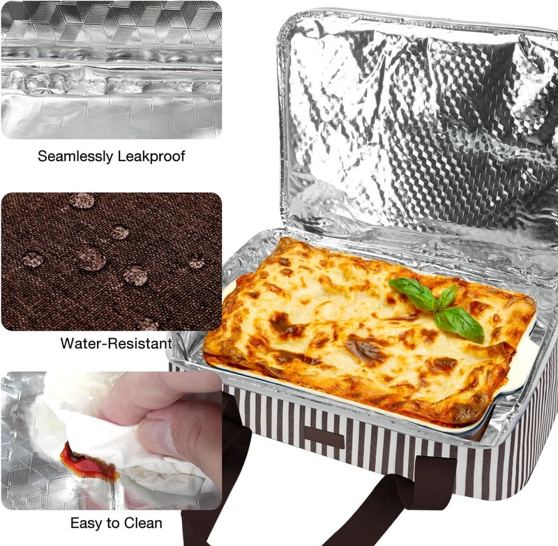 Vuudh Expandable Casserole Carrier Bag - Double Decker Food Bag, Insulated Casserole Carrier for Hot or Cold Food, Lasagna Holder Tote for Picnics,Beaches,Traveling or Gifts - Image 4